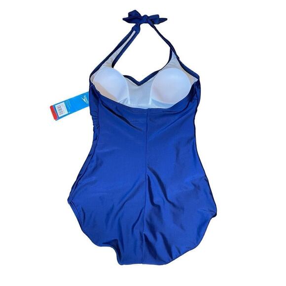 Speedo Ladies' 1-piece Halter Swim Suit Swimsuit, Blue, Halter Size medium - Picture 4 of 16
